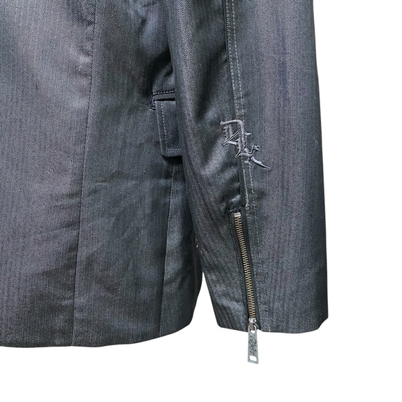 Fox Racing Deluxe Pinstripe Charcoal Gray Blazer Jacket Men's Punk Skater Sz S - Picture 7 of 14